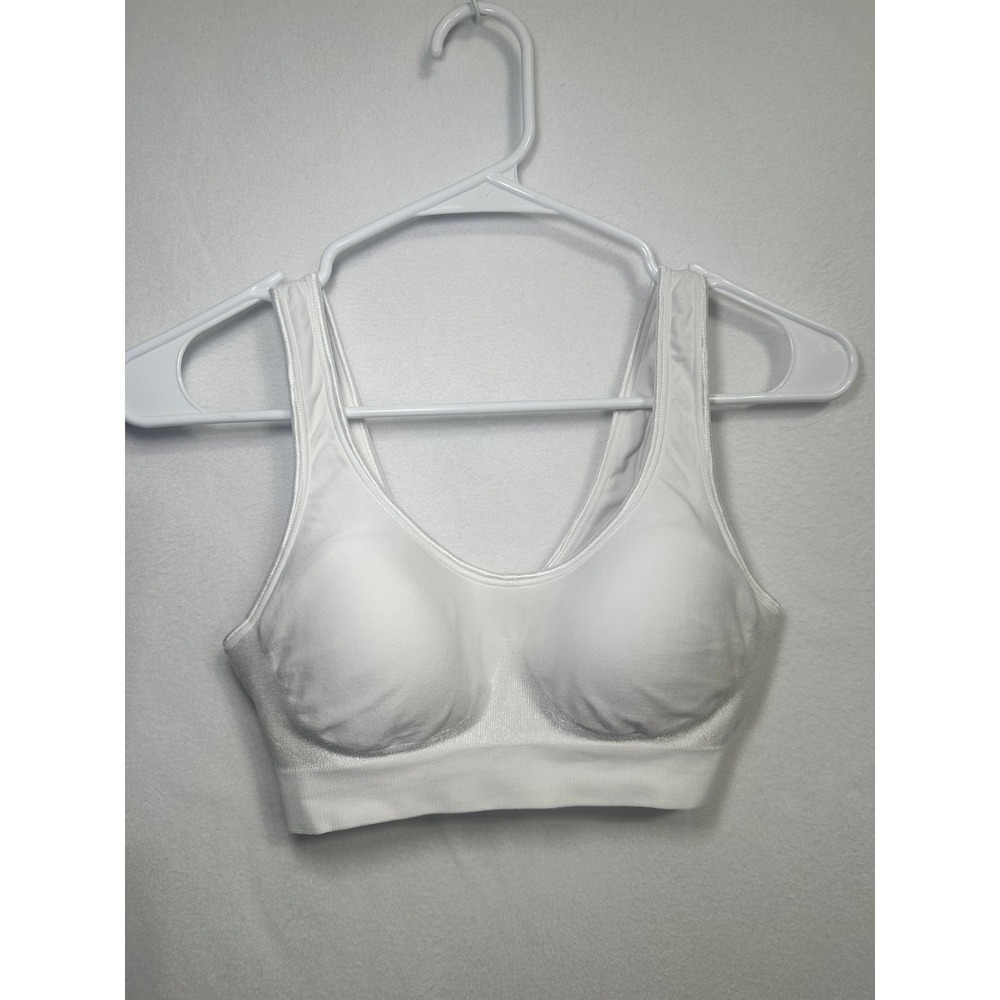Bali Comfort Revolution White Wirefree Bra 3488 Small Seamless Hook‎ Eye Closure
